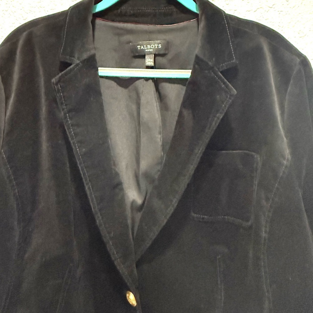 Talbots velvet‎ Black Women's Blazer with Gold Buttons 24W - Picture 5 of 12